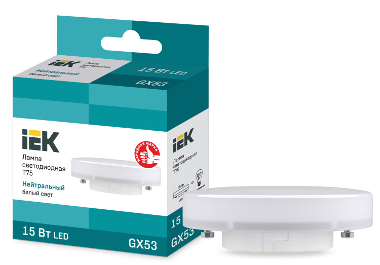 Лампа светодиод. (LED) Таблетка GX53 15Вт 1350лм 4000К 230В матов. IEK