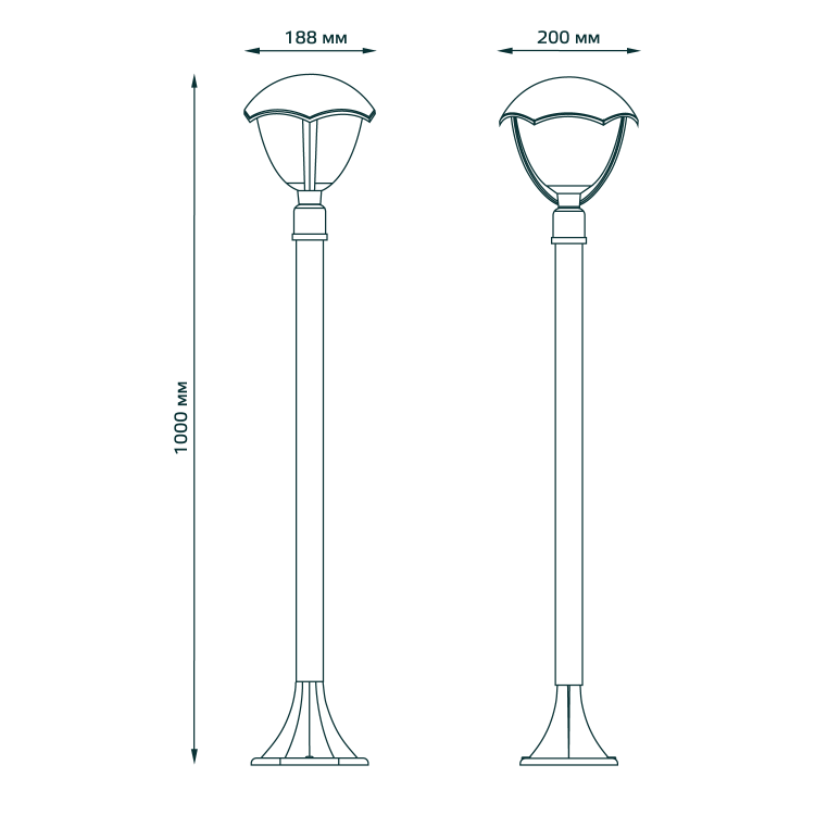 Светильник садово-парковый Gauss Aura столб 200*200*1000mm, 170-240V / 50Hz, 1xE27, Max.60W, IP: 54,
