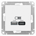 Розетка USB-A 1,2А + USB-C 1,2А, Белый, ATLAS DESIGN-USB-розетки (зарядные устройства) - купить по низкой цене в интернет-магазине, характеристики, отзывы | АВС-электро
