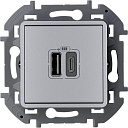 Розетка 2хUSB A-C алюминий INSPIRIA-USB-розетки (зарядные устройства) - купить по низкой цене в интернет-магазине, характеристики, отзывы | АВС-электро