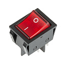 Выключатель клавишный 250V 25А (4с) ON-OFF красный с подсветкой  REXANT